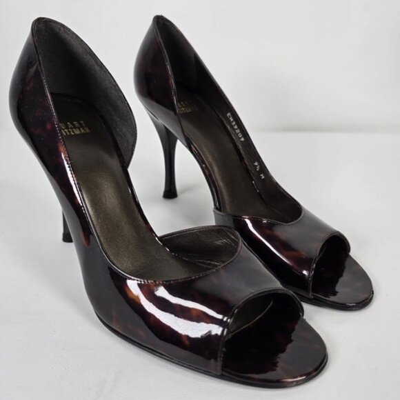 NWOB STUART WEITZMAN Made in Spain 🇪🇸 LEATHER TORTOISE Heels EW39209 Sz 9.5 M - Picture 1 of 16